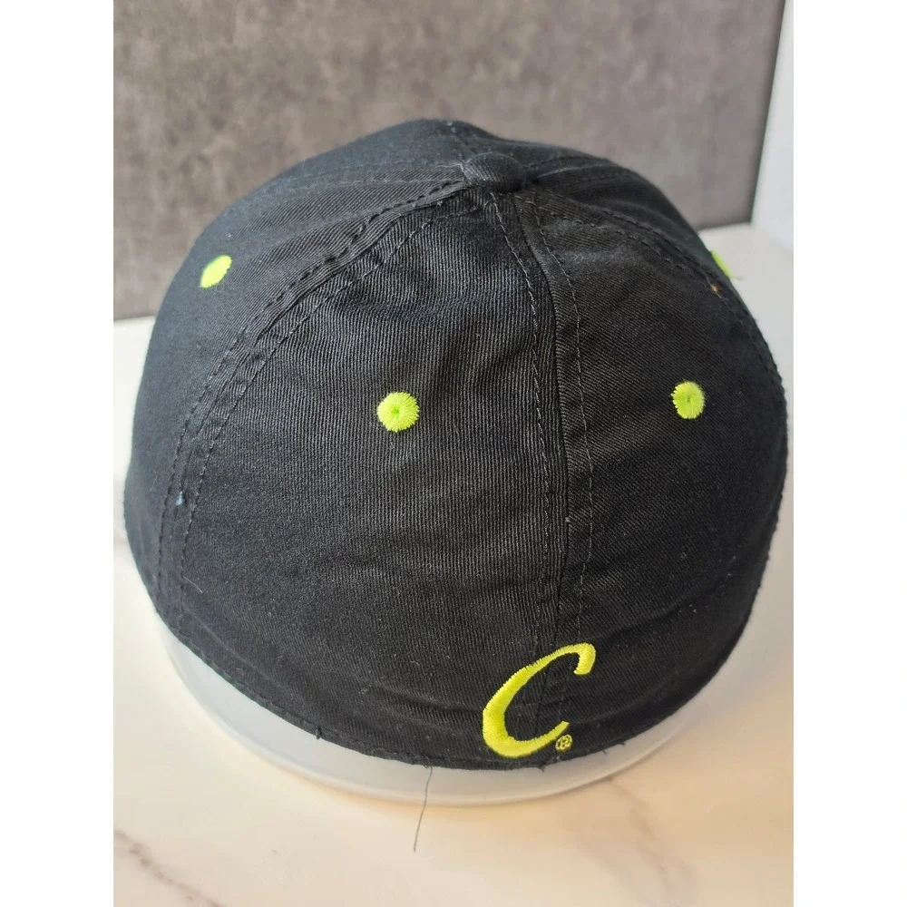 Cabelas 1961 Youth Black Lime Green Embroidered Stretch Fit Baseball Hat Cap